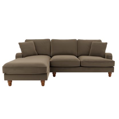 An Image of Beatrice Velvet Left Hand Corner Sofa Green