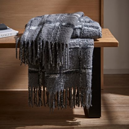 An Image of Urban Check Mohair Throw Grey