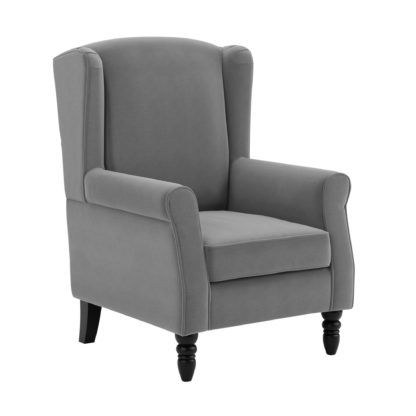 An Image of Oswald Wingback Armchair Velvet Luxe Navy