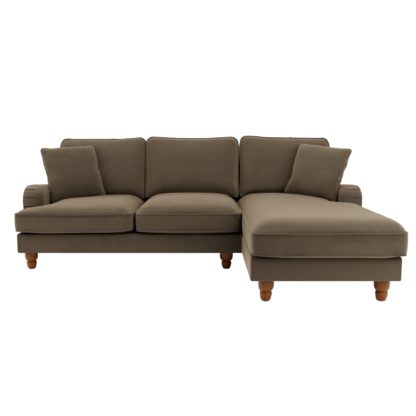 An Image of Beatrice Velvet Left Hand Corner Sofa Green