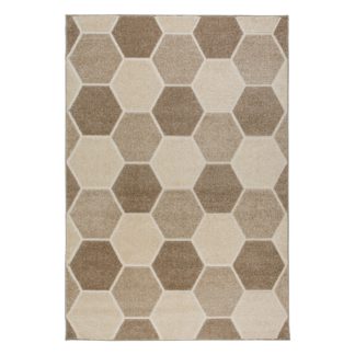 An Image of Visiona Aspect Hive Geometric Rug Brown and Grey