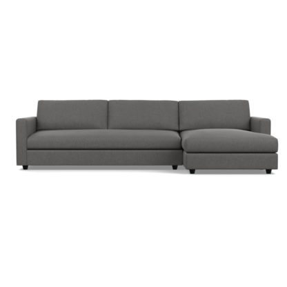 An Image of Heal's Nimbus II 4 Seater Corner Chaise RHF Brushed Cotton Cadet Black Feet