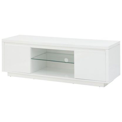 An Image of Polar 2 Door Large TV Unit - White Gloss