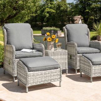 An Image of Wroxham 2 Seater Grey Adjustable Lounger Coffee Set Light Grey