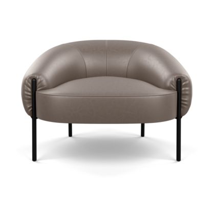 An Image of Heal's Isola Armchair Daino Leather Elephant Grey Black Feet