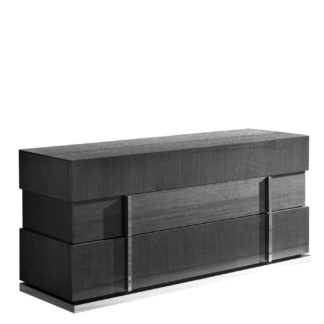 An Image of Borgia 3 Drawer Koto Wood Dresser, Grey Highgloss