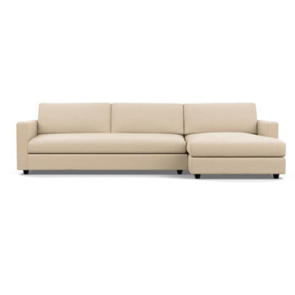 An Image of Heal's Nimbus II 4 Seater Corner Chaise RHF Brushed Cotton Cadet Black Feet