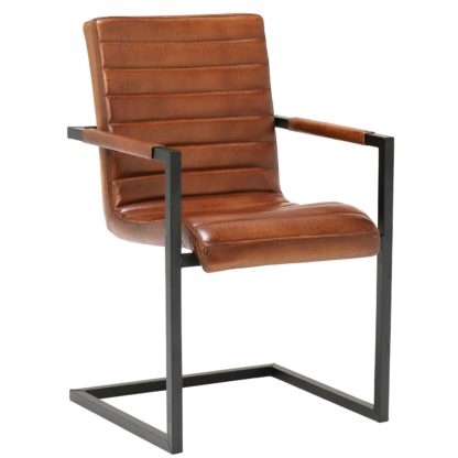 An Image of Brutus Buffalo Leather Dining Chair, Brown