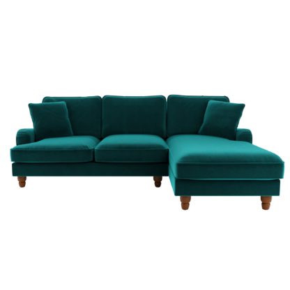 An Image of Beatrice Velvet Left Hand Corner Sofa Green