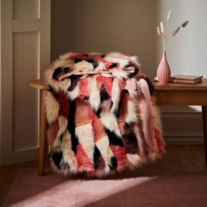 An Image of Milan Faux Fur Throw Peacock