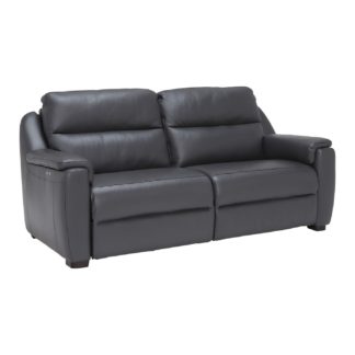 An Image of Strauss Grey Leather Recliner Sofa