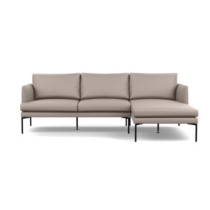 An Image of Heal's Matera Corner Chaise Sofa RHF Leather Grain Chocolate 066 Black Feet