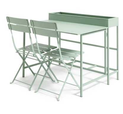 An Image of Habitat Trough 2 Seater Bistro Set - Green