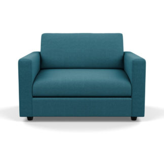 An Image of Heal's Nimbus II Loveseat Brushed Cotton Cadet Black Feet