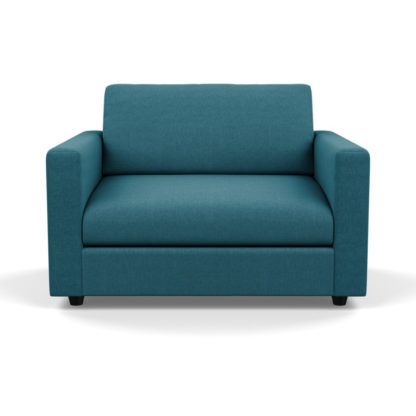 An Image of Heal's Nimbus II Loveseat Brushed Cotton Cadet Black Feet