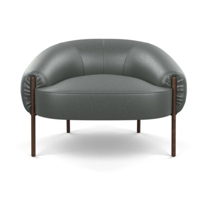 An Image of Heal's Isola Armchair Daino Leather Elephant Grey Black Feet