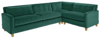 An Image of Habitat Chester Left Corner Velvet Sofa - Emerald Green