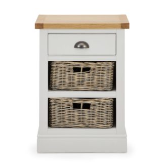 An Image of Compton Ivory Tall Side Table with Baskets Cream