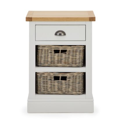 An Image of Compton Ivory Tall Side Table with Baskets Cream