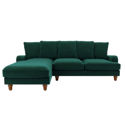 An Image of Beatrice Scatter Back Velvet Left Hand Corner Sofa Bottle (Green)