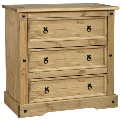 An Image of Corona Pine 3 Drawer Chest Natural