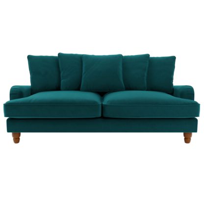 An Image of Beatrice Scatter Back Velvet 3 Seater Sofa Bed Peacock