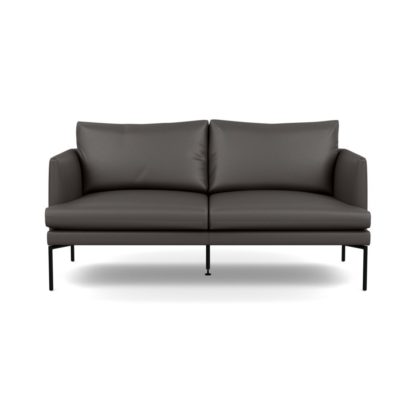 An Image of Heal's Matera 2 Seater Sofa Leather Grain Chocolate 066 Black Feet