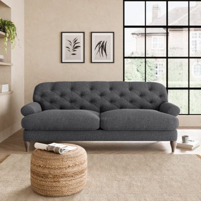 An Image of Canterbury Slub Cotton 3 Seater Sofa Slub Cotton Black