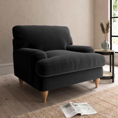 An Image of Darwin Luxury Velvet Armchair Luxury Velvet Black