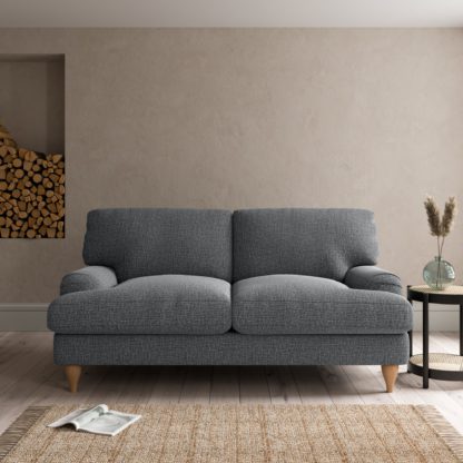 An Image of Darwin Slub Cotton 2 Seater Sofa Slub Cotton Black