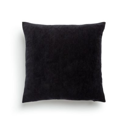 An Image of Habitat Matte Velour Plain Cushion - Black - 43x43cm