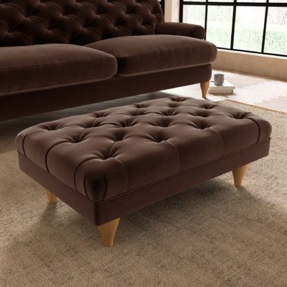 An Image of Warwick Luxury Velvet Footstool Luxury Velvet Black