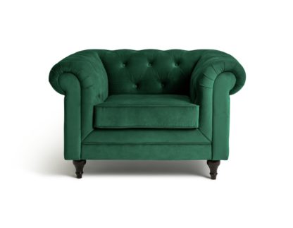 An Image of Habitat Chesterfield Velvet Armchair - Green