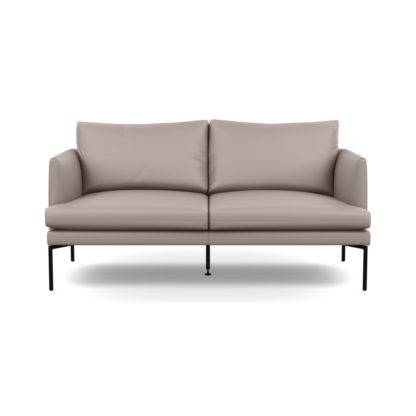 An Image of Heal's Matera 2 Seater Sofa Leather Grain Chocolate 066 Black Feet