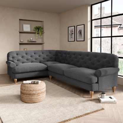 An Image of Canterbury Slub Cotton Left Hand Corner Sofa Slub Cotton Black