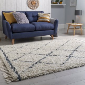 An Image of Berber Geometric Shaggy Rug Berber Cream