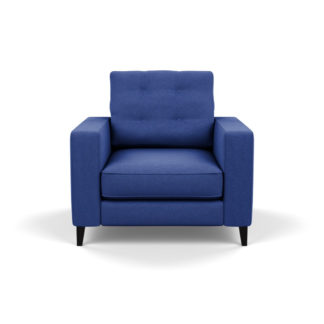An Image of Heal's Mistral Armchair Brushed Cotton Cobalt Black Feet