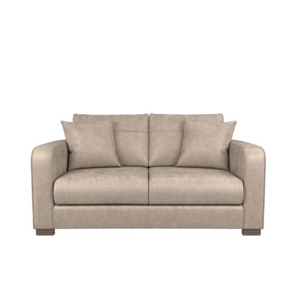 An Image of Carson Faux Leather 2 Seater Sofa Tan