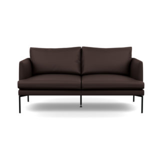 An Image of Heal's Matera 2 Seater Sofa Leather Grain Chocolate 066 Black Feet