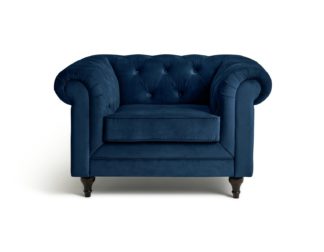 An Image of Habitat Chesterfield Velvet Armchair - Blue