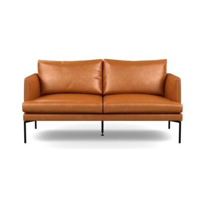 An Image of Heal's Matera 2 Seater Sofa Leather Grain Chocolate 066 Black Feet