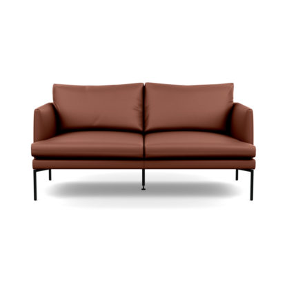 An Image of Heal's Matera 2 Seater Sofa Leather Grain Chocolate 066 Black Feet