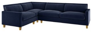 An Image of Habitat Chester Left Corner Velvet Sofa - Dark Blue