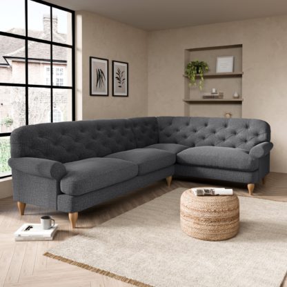 An Image of Canterbury Slub Cotton Right Hand Corner Sofa Slub Cotton Black