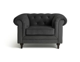 An Image of Habitat Chesterfield Velvet Armchair - Charcoal