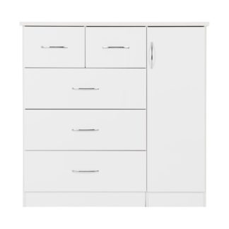 An Image of Nevada 5 Drawer Low Wardrobe White