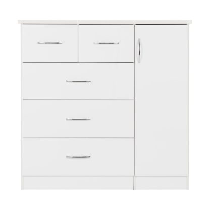 An Image of Nevada 5 Drawer Low Wardrobe White