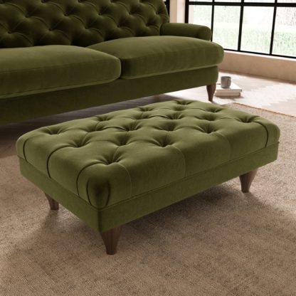 An Image of Warwick Luxury Velvet Footstool Luxury Velvet Black