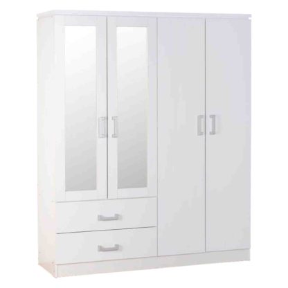 An Image of Charles 4 Door Mirrored Wardrobe Natural