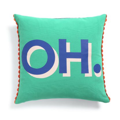 An Image of Habitat Studio OH Graphic Patterned Cushion - Green